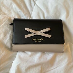 Kate Spade Black and blush Wallet with Bow Detail